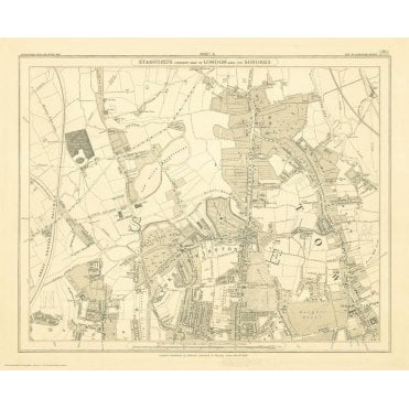 Stanford's Library Map of London Sheet 3 Black and White (18