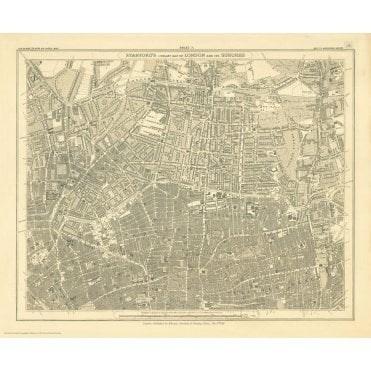Stanford's Library Map of London Sheet 7 Black and White (18