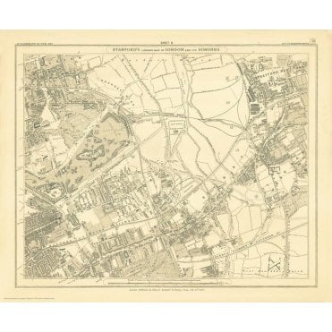 Stanford's Library Map of London Sheet 8 Black and White (18
