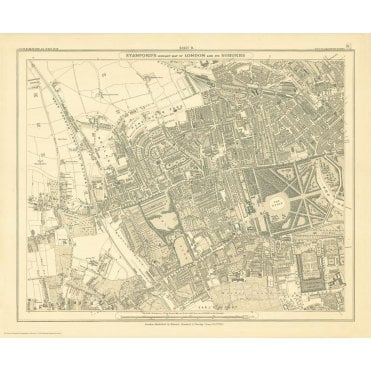 Stanford's Library Map of London Sheet 9 Black and White (18