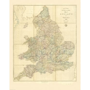 Stanford's Railway and Road Map of England and Wales (1856)