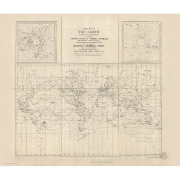 Stanford's Route Map of the Earth Black and White (1853)