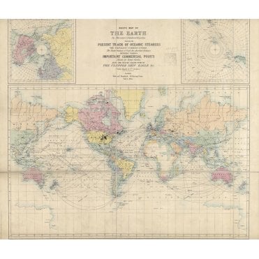 Stanford's Route Map of the Earth Colour (1854)