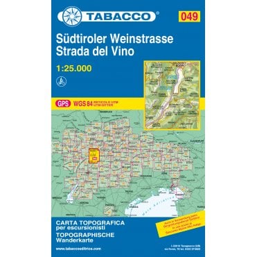 Strada del vino/Südtiroler Weinstrasse | Tabacco, map 049