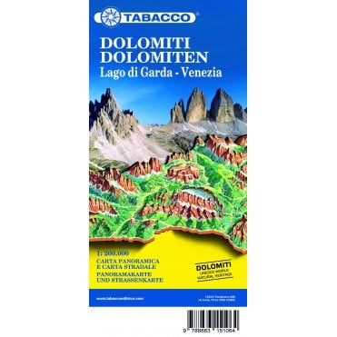 Dolomites / Lake Garda / Venice road map & panoramic map