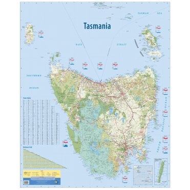 Tasmania, Australia State Wall Map