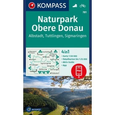 Upper Danube Nature Park, Albstadt, Tuttlingen, Sigmaringen | Kompass hiking map 781