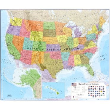 USA Political Laminated Wall Map