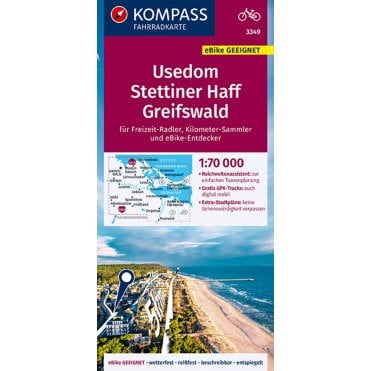 Usedom - Stettin Bay - Greifswald | Kompass cycling map 3349