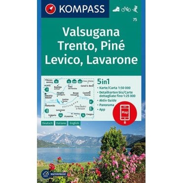 Valsugana, Trento, Pine, Levico, Lavarone | Kompass hiking map 75