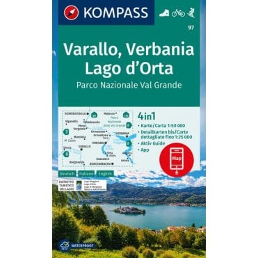 Varallo, Verbania, Lake Orta, Val Grande National Park | Kompass hiking map 97