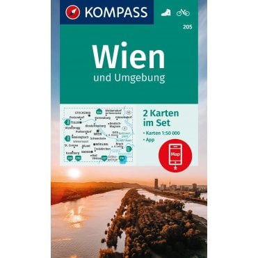 Vienna and region (2 map set) | Kompass hiking map 205