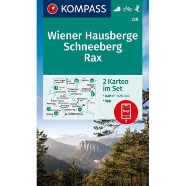 Vienna's local mountains, Rax-Schneeberg group (2 map set) | Kompass hiking map 228