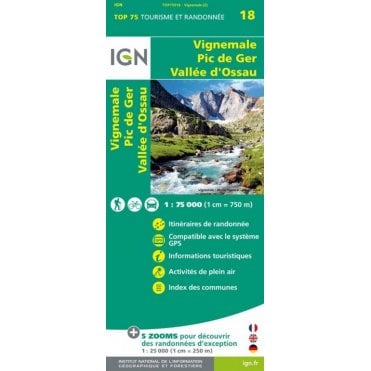 Vignemale / Pic de Ger / Vallée d'Ossau - IGN TOP75, map 75018