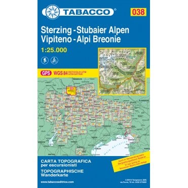 Vipiteno / Alpi Breoni / Stubaier alpen | Tabacco, map 038