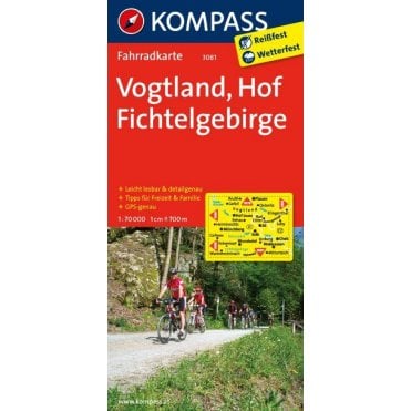 Vogtland, Hof, Fichtelgebirge | Kompass cycling map 3081