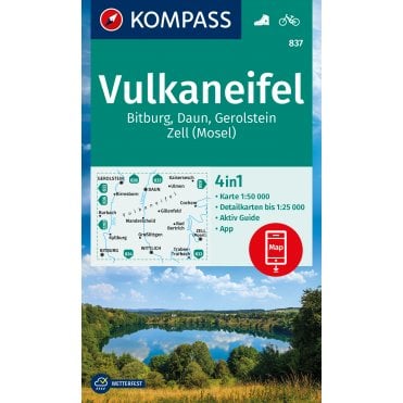 Vulkaneifel, Bitburg, Daun, Gerolstein, Zell (Mosel) | Kompass hiking map 837