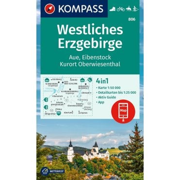 Western Erzgebirge Aue, Eibenstock, Oberwiesenthal | Kompass hiking map 806