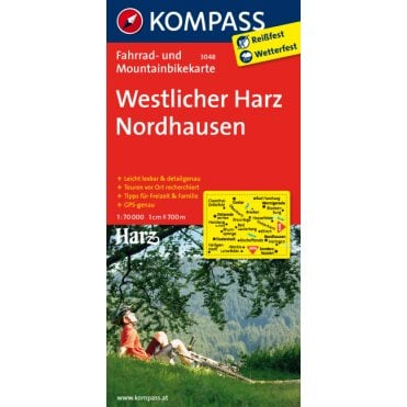 Western Harz, Nordhausen | Kompass cycling map 3048