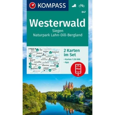 Westerwald, Siegen, Lahn-Dill-Bergland nature park (2 map set) | Kompass hiking map 847
