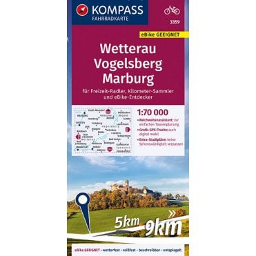 Wetterau - Vogelsberg - Marburg | Kompass cycling map 3359