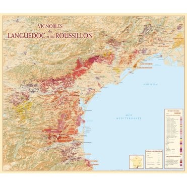 Wine Map of Languedoc And Roussillon Paper Wall Map 9908