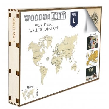 World map wood L