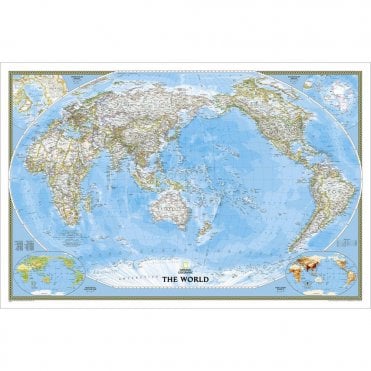 World Classic, Pacific Centered Enlarged Wall Map (73 x 48 inches)