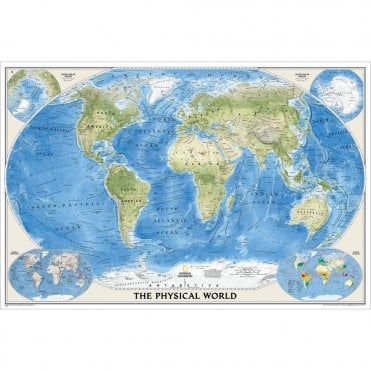World Physical Wall Map - Laminated (45.75 x 30.5 inches)