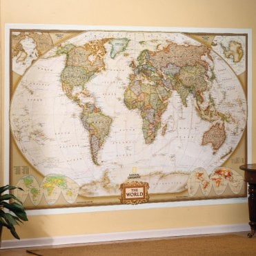 World Political Antique Style 'Executive' Mural Map