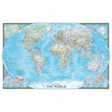 World Political Enlarged Wall Map (69.25 x 48 inches)