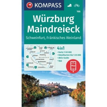 Wurzburg, Maindreieck, Schweinfurt, Franconian wine country | Kompass hiking map 166