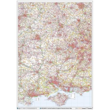 Central Southern England Postcode Sector Wall Map (S3)