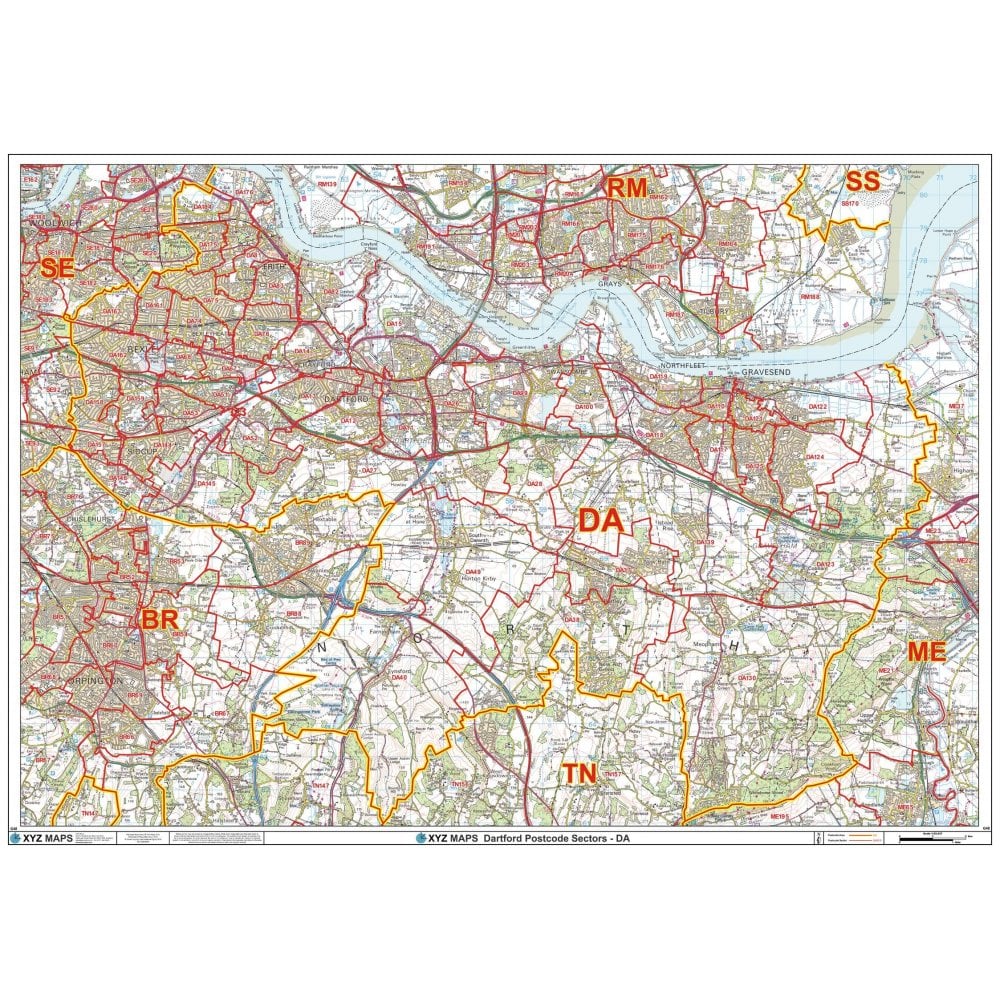 Da10 Postcode Dartford - DA - Postcode Wall Map