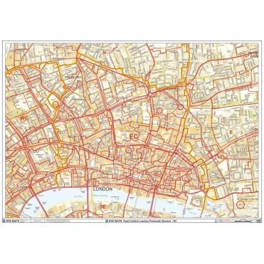 East City London - EC - Postcode Wall Map