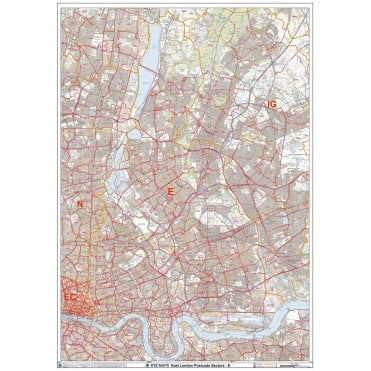 East London - E - Postcode Wall Map