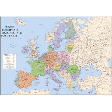 European Union 2019 Post Brexit Wall Map