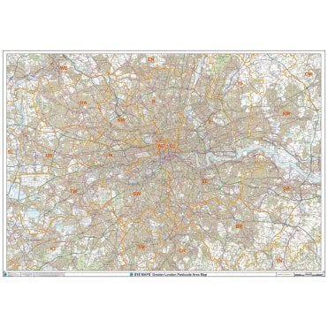 Greater London Postcode Area Wall Map