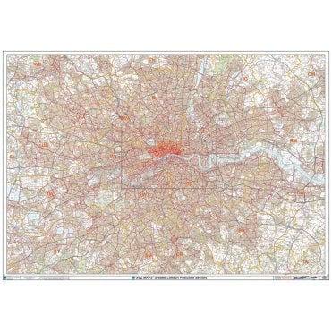 Greater London Postcode Postcode Sector Wall Map (C7)
