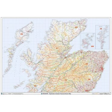 Highlands & Islands Postcode Sector Wall Map (S19)