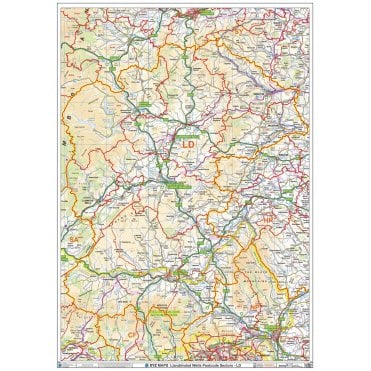 Llandrindod Wells - LD - Postcode Wall Map