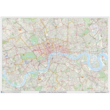 London City Centre Postcode District Wall Map (D12)