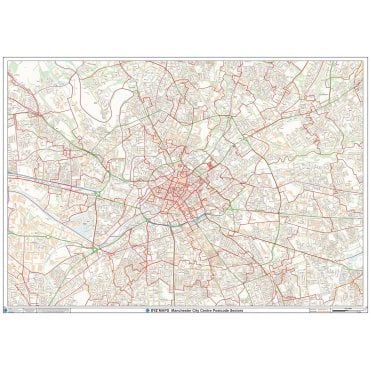Manchester City Centre Postcode Sector Wall Map (C3)