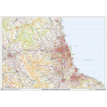 North East England Postcode Sector Wall Map (S16)