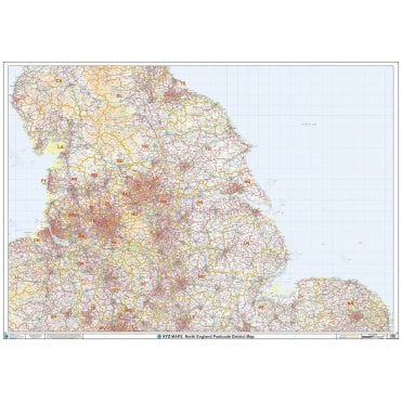North England Postcode District Wall Map (D4)