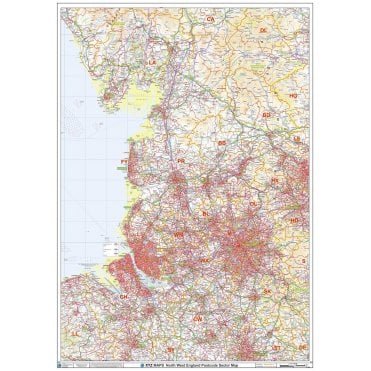 North West England Postcode Sector Wall Map (S12)