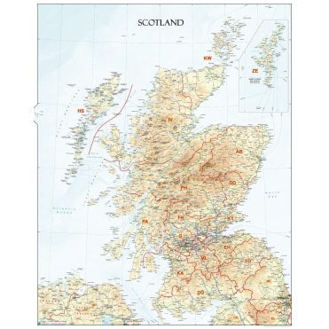 Scotland Postcode Areas Wall Map (A1)