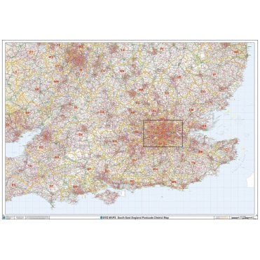 South East England Postcode District Wall Map (D2)