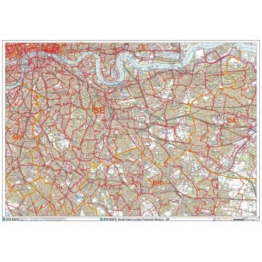 South East London - SE - Postcode Wall Map