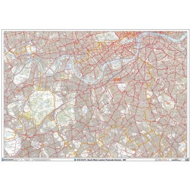 South West London - SW - Postcode Wall Map